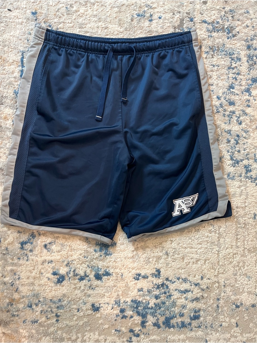 Y2k Aeropostale Baggy Navy Shorts with Gray Trim and Logo